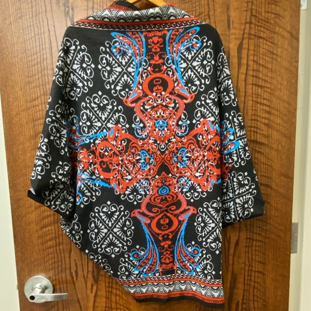 Jealous Tomato back and white patterned red cross sweater cardigan shrug